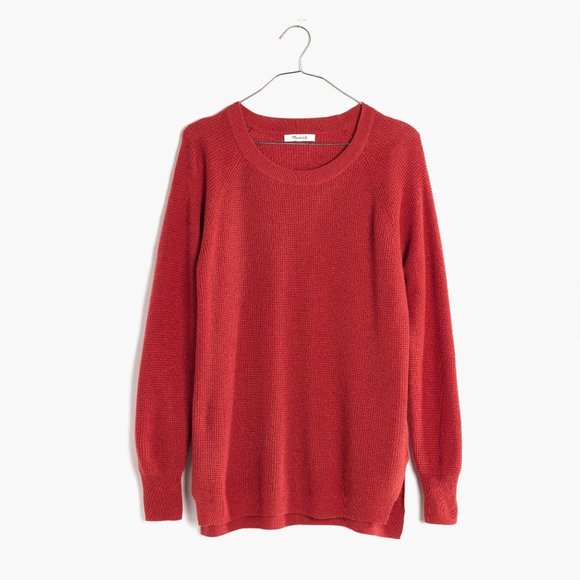 Madewell Burnt Orange Waffle Knit Pullover Sweater